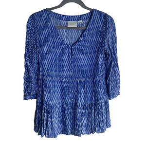 Anthropologie Maeve Blue Lila Tiered Button Front Top Women’s XS